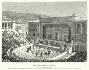 Teatro de Dionísio Eleuthereus, Atenas, Grécia Antiga (gravura) de German School