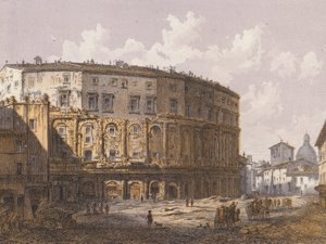 Teatro de Marcelo, Roma (litografia a cores) de German School