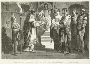 Thedosius dando sua sobrinha em casamento para Stilicho de German School