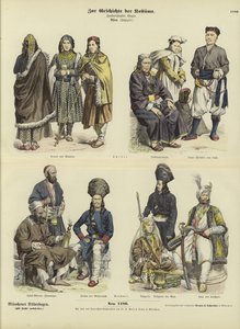 Trajes tibetanos e caxemires, século XIX de German School