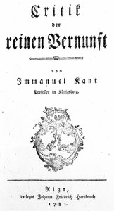 Página de título da crítica da razão pura por Immanuel Kant, publicado em 1781 de German School