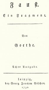 Página de título da primeira edição de Fausto, de Johann Wolfgang Von Goethe (gravura) de German School