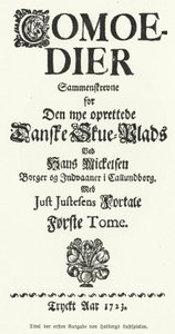 Página de título de Danish-Norwegian playwright, filósofo e historiador Ludvig Holberg