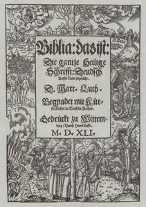 Página de título de uma edição de 1541 de Martin Luthers Bible de German School