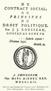 Página de rosto da primeira edição do Contrato Social, de Jean-Jacques Rousseau de German School