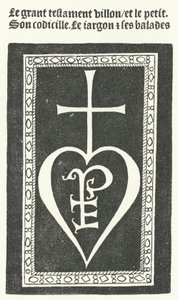 Página de título da primeira edição dos poemas do poeta francês François Villon, impressos por Pierre Levet em Paris em 1483 (gravura) de German School