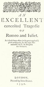 Página de título da primeira edição do quarto Romeu e Julieta de Shakespeare (gravura) de German School