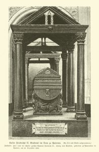 Túmulo de Frederico II, Santo Imperador Romano, na Catedral de Palermo, Sicília (gravura) de German School