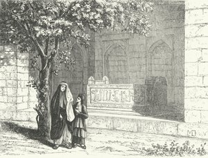 Tumba do poeta persa Saadi na cidade iraniana de Shiraz (gravura) de German School