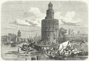 Torre del Oro, Sevilha, Espanha (gravura) de German School