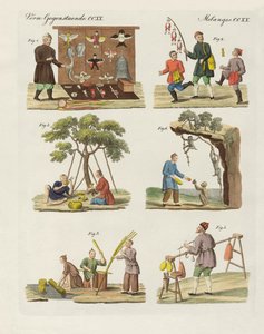Ofícios, artes e trabalhos manuais na China (gravura a cores) de German School