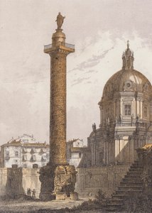 Coluna de Trajano, Roma (litografia a cores) de German School