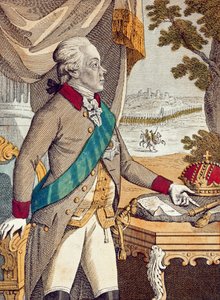 Czar Paulo I da Rússia (gravura a cores) de German School