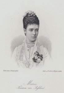 A czarina Maria Feodorovna, consorte do czar Alexandre III da Rússia (gravura) de German School