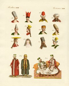 Fatos nacionais turcos (gravura colorida) de German School