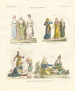 Fatos nacionais turcos (gravura colorida) de German School