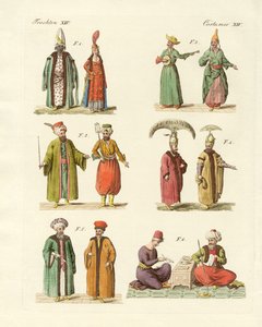 Fatos nacionais turcos (gravura colorida) de German School