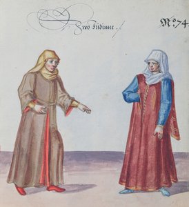 Duas mulheres judias, c.1600 (wc no papel) de German School