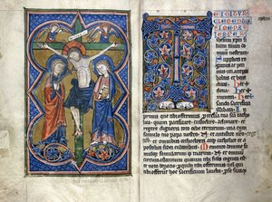 Duas páginas de uma Missale do século XIII em latim, da região do Médio Reno, c.1250-1300 de German School