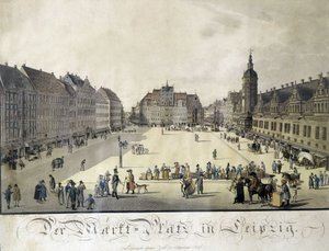 Vista do pátio do Auerbach em Leipzig por Gustav Zehl. Gravura de finais do século XVIII. de German School