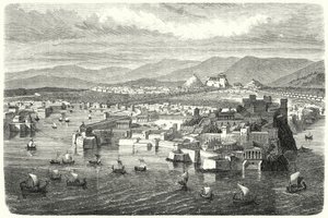 Vista da antiga Atenas do Pireu (gravura) de German School