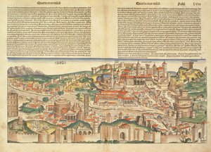 Vista da cidade de Roma, do Nuremberg Chronicle por Hartmann Schedel (1440-1514) 1493 de German School