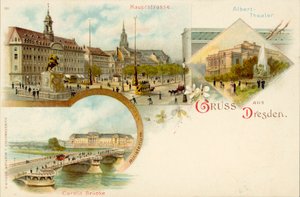 Vistas de Dresden, Alemanha (chromolitho) de German School