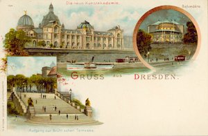 Vistas de Dresden, Alemanha (chromolitho) de German School