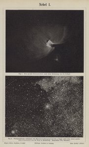 Vistas da Nebulosa de Orion e da Via Láctea na área de Deneb (gravura) de German School