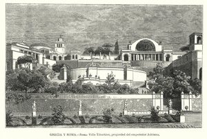 Villa do Imperador Romano Adriano, Tivoli, Itália (litho) de German School