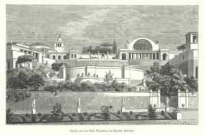 Villa do Imperador Romano Adriano em Tivoli, Itália (gravura) de German School