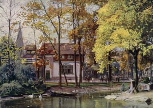 Restaurante Waldschanke, Jardim Zoológico de Berlim, Alemanha (cor litho) de German School