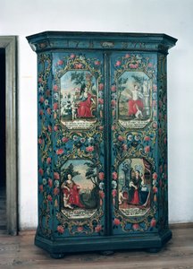 Guarda-roupa decorado com cenas das quatro estações do ano, 1778 (madeira pintada)