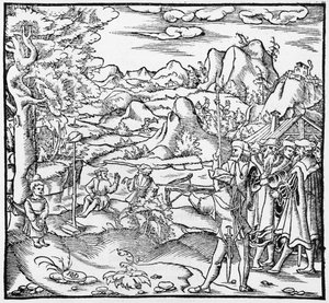 William Tell, ilustração de Cosmographie Universelle por Sebastien Munster (1488-1552) Basel, publicado em 1559 de German School