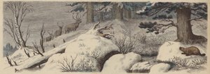 Paisagem de inverno no Canadá (gravura colorida) de German School