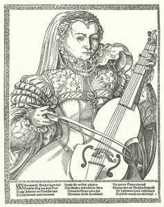 Mulher tocando violoncelo (gravura) de German School