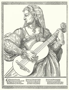 Mulher a tocar guitarra (gravura) de German School
