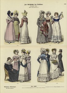 Trajes femininos, século XIX de German School