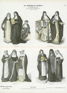 Trajes femininos de ordens religiosas cristãs, final do século XVIII de German School