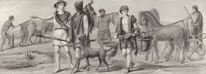 Trabalho e profissões na Grécia Antiga. Ilustração para Bilder-Atlas (gravura) de German School
