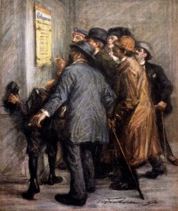 Primeira Guerra Mundial (1914 - 1918): Austríacos lendo a declaração de operações de guerra, - em "Jugend de German School