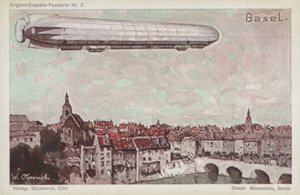 Zepelim, voando, sobre, basel de German School