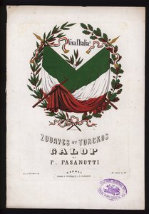Zouaves et Turckos, galop by F Fasanotti, capa de partitura (cor litho) de German School