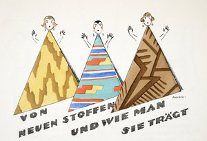 "von neuen stoffen und wie man sie trägt" de Styl, pub.1922 (gravura em pochoir) de German School
