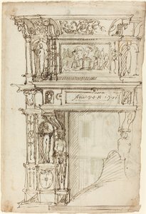 Consola palaciana com uma cena de sacrifício antigo [reto] de German or Austrian 16th Century