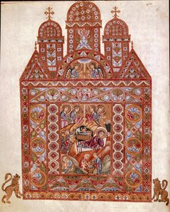 Miniatura Nativa do Codex de Egbert (Codex Egberti) pela escola de Reichenau. 980 aproximadamente. Cividale del Friuli, Museo Archeologico ou Cathedrale de Cividale de German School