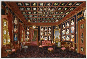 Salão de conversação em Villa Lazarovich, residência Trieste de Maximilian dos Habsburgos (1832-1867), tempera por Germano Prosdocimi de Germano Prosdocimi