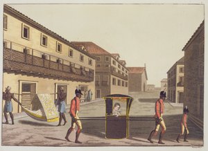 Ninhadas, em, st., Rua sebastian, (color, engraving)