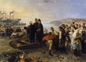 Garibaldi com os Mil parte de Quarto (Genes) para Marsala (Sicília) em 1870, s.d (óleo sobre tela)