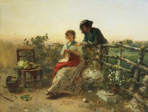 Em Peacetime, por Gerolamo Induno, Circa 1880, óleo sobre madeira de Gerolamo Induno